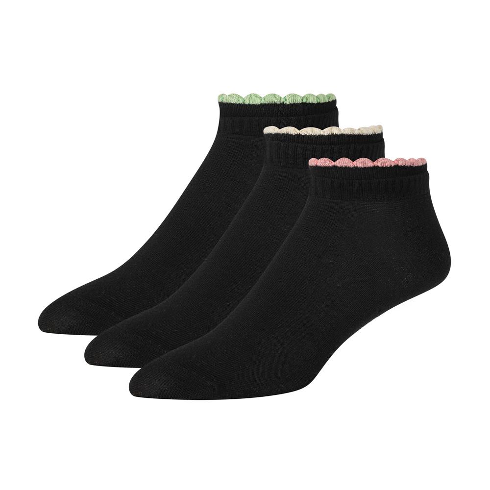 Black Ted Baker 3 Pack Scalloped Low Cut Ankle Women Socks | Canada  ACV-047538