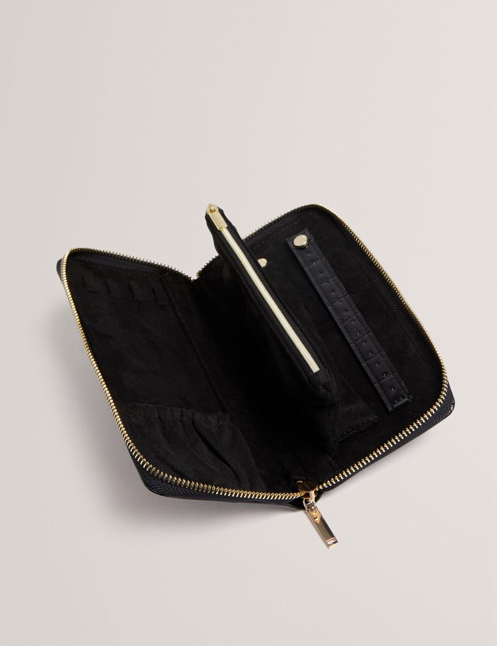 Black Ted Baker ABBYYI - Croc Effect Slim Travel Jewellery Case Women Wash Bags | Canada  BRN-730294