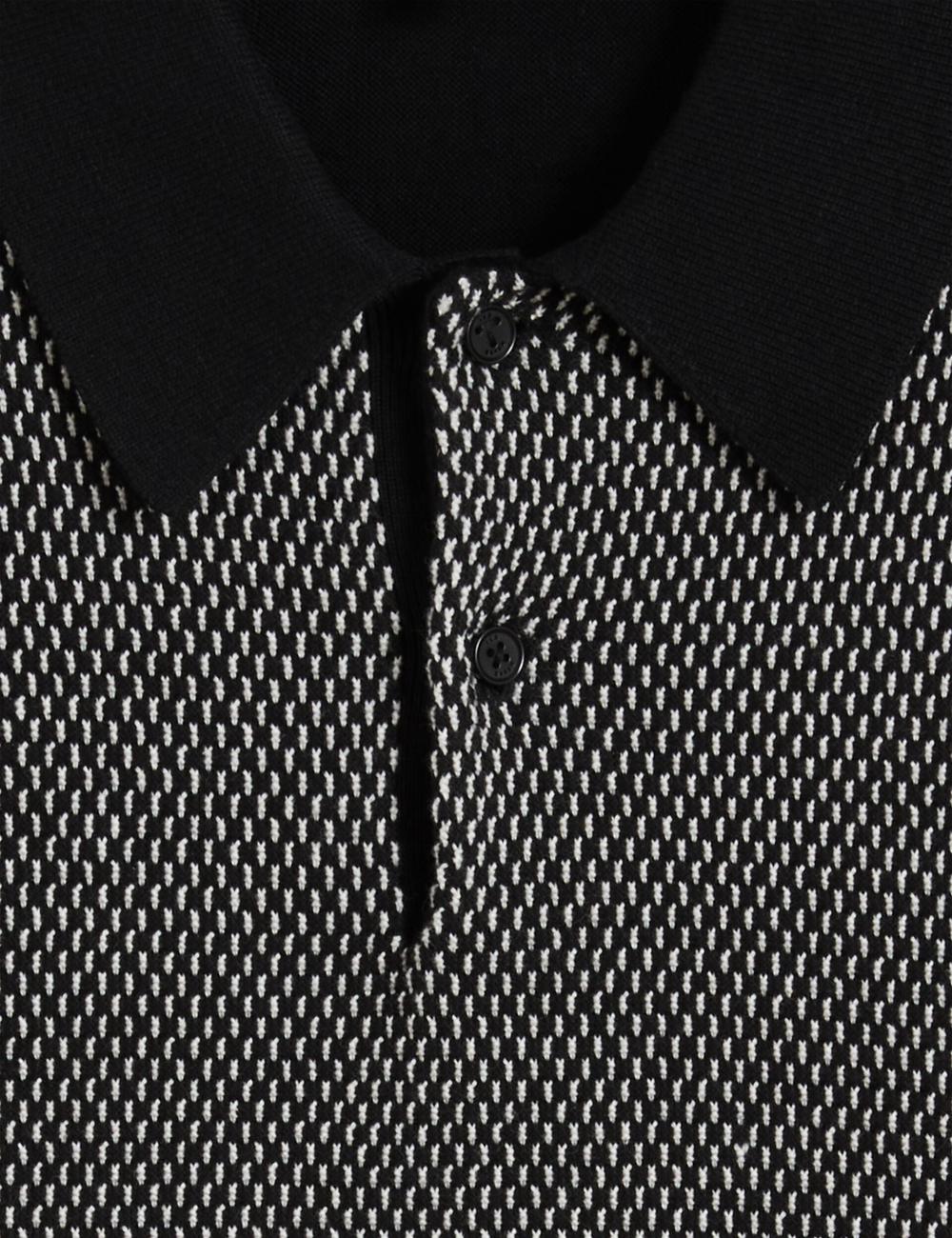 Black Ted Baker ARDO - Textured Knit Long Sleeve Men Polos Shirts | Canada  GLH-317249