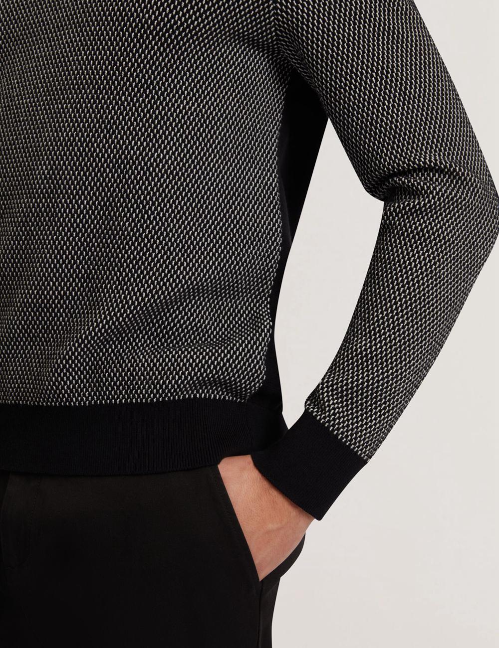 Black Ted Baker ARDO - Textured Knit Long Sleeve Men Polos Shirts | Canada  GLH-317249