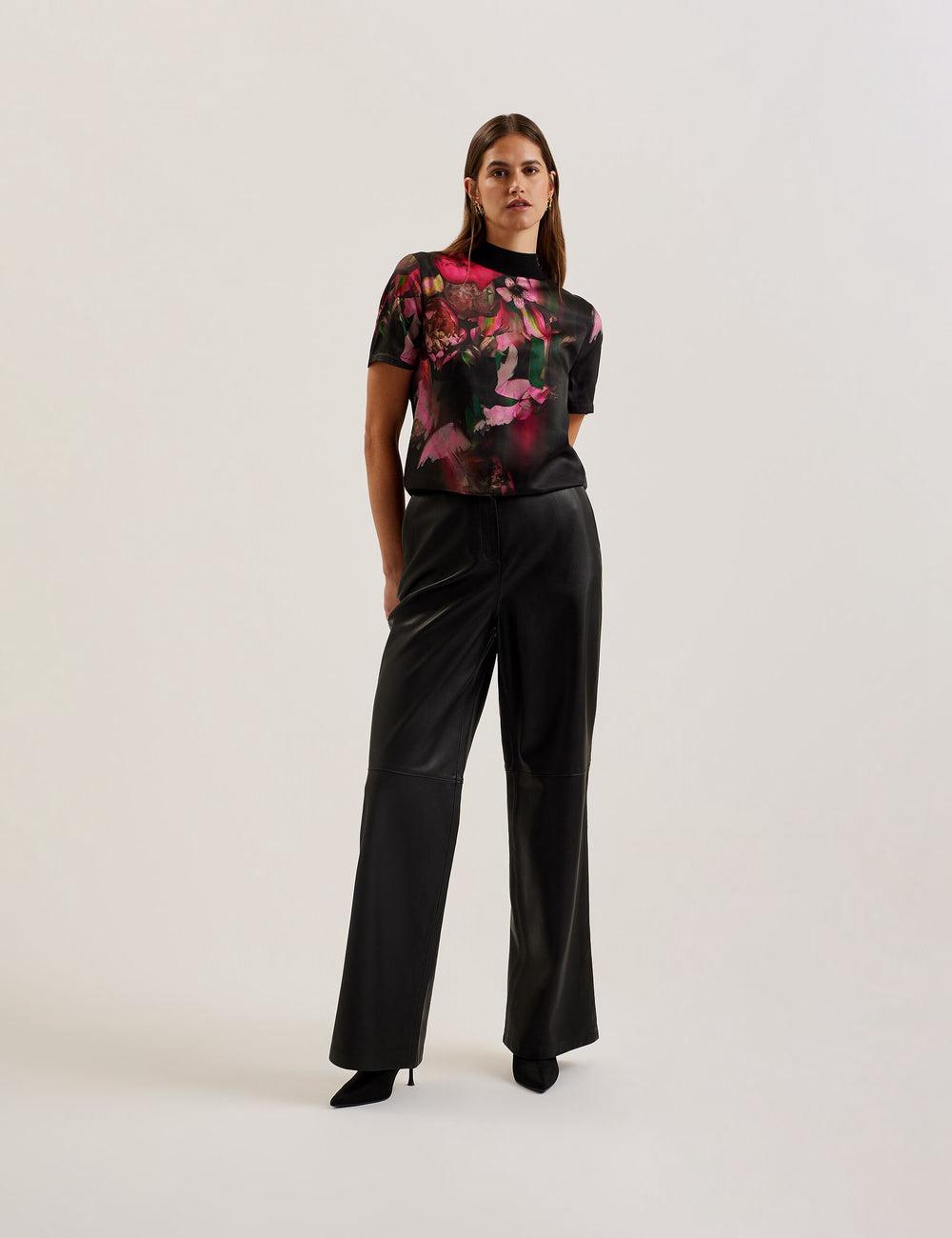 Black Ted Baker ASTHAA - Floral Woven Front Short Sleeve Top Women Blouses | Canada  BYZ-483926