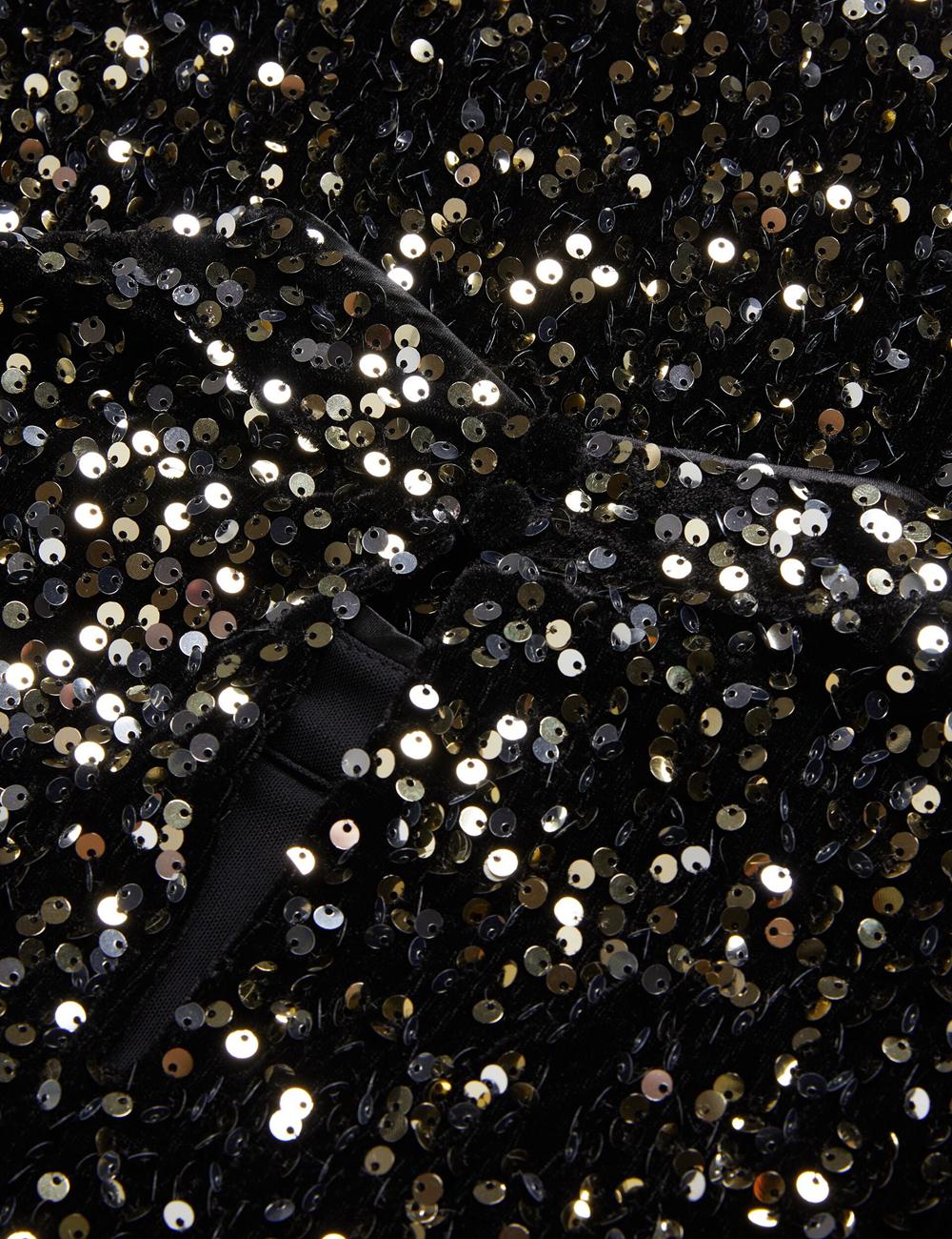 Black Ted Baker AUDRIYY - Sequin Embellished Velvet Shift Women Mini Dresses | Canada  SGX-186394