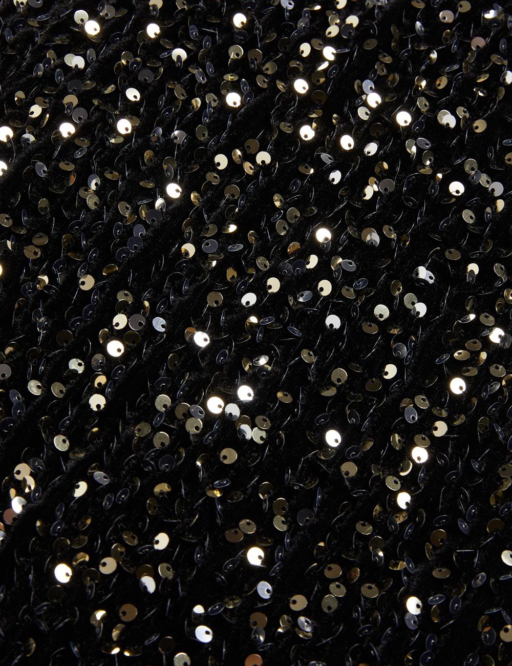 Black Ted Baker AUDRIYY - Sequin Embellished Velvet Shift Women Mini Dresses | Canada  SGX-186394