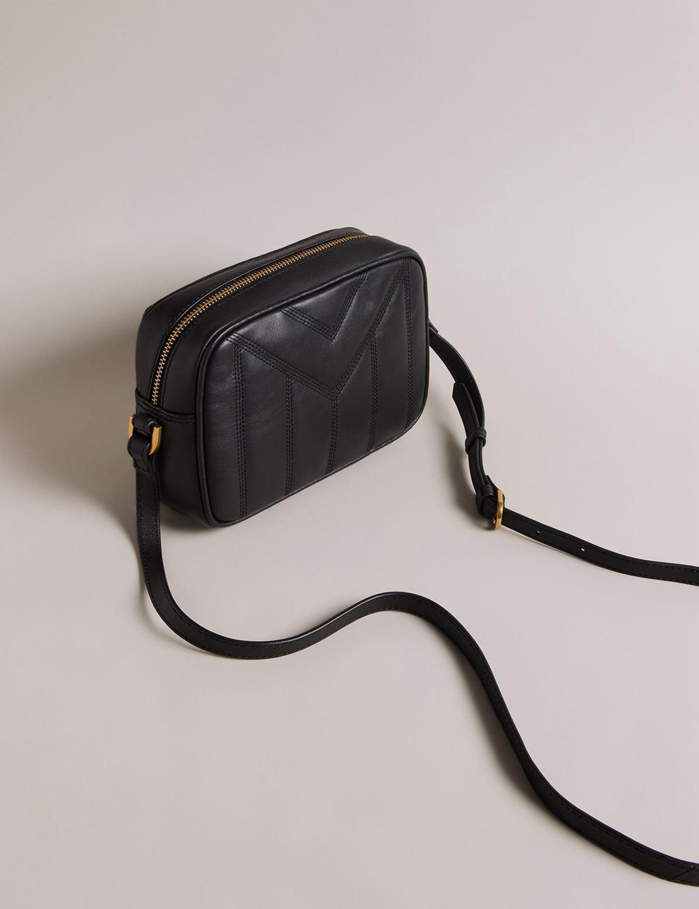 Black Ted Baker AYALILY - Quilted Leather Camera With Front Pocket Women Camera Bag | Canada  JSX-134597