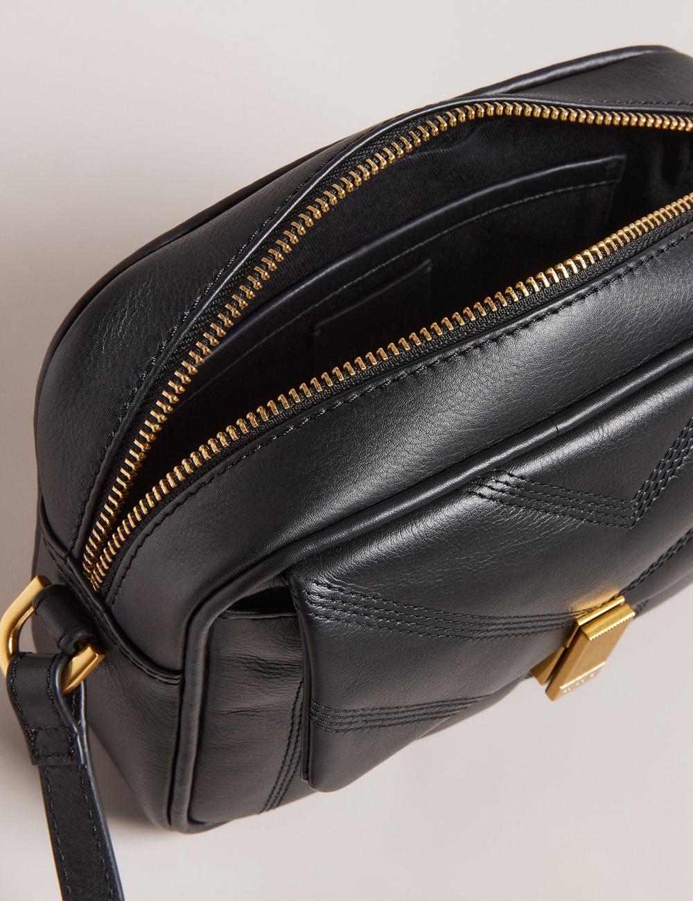 Black Ted Baker AYALILY - Quilted Leather Camera With Front Pocket Women Camera Bag | Canada  JSX-134597
