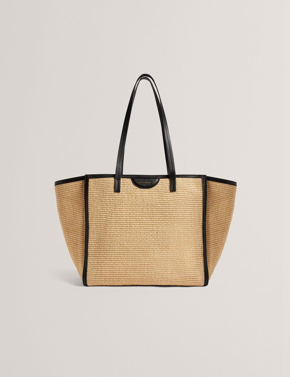Black Ted Baker BARNI - Faux Raffia Leather Trim Large Shopper Women Shopper Bags | Canada  DZU-279053