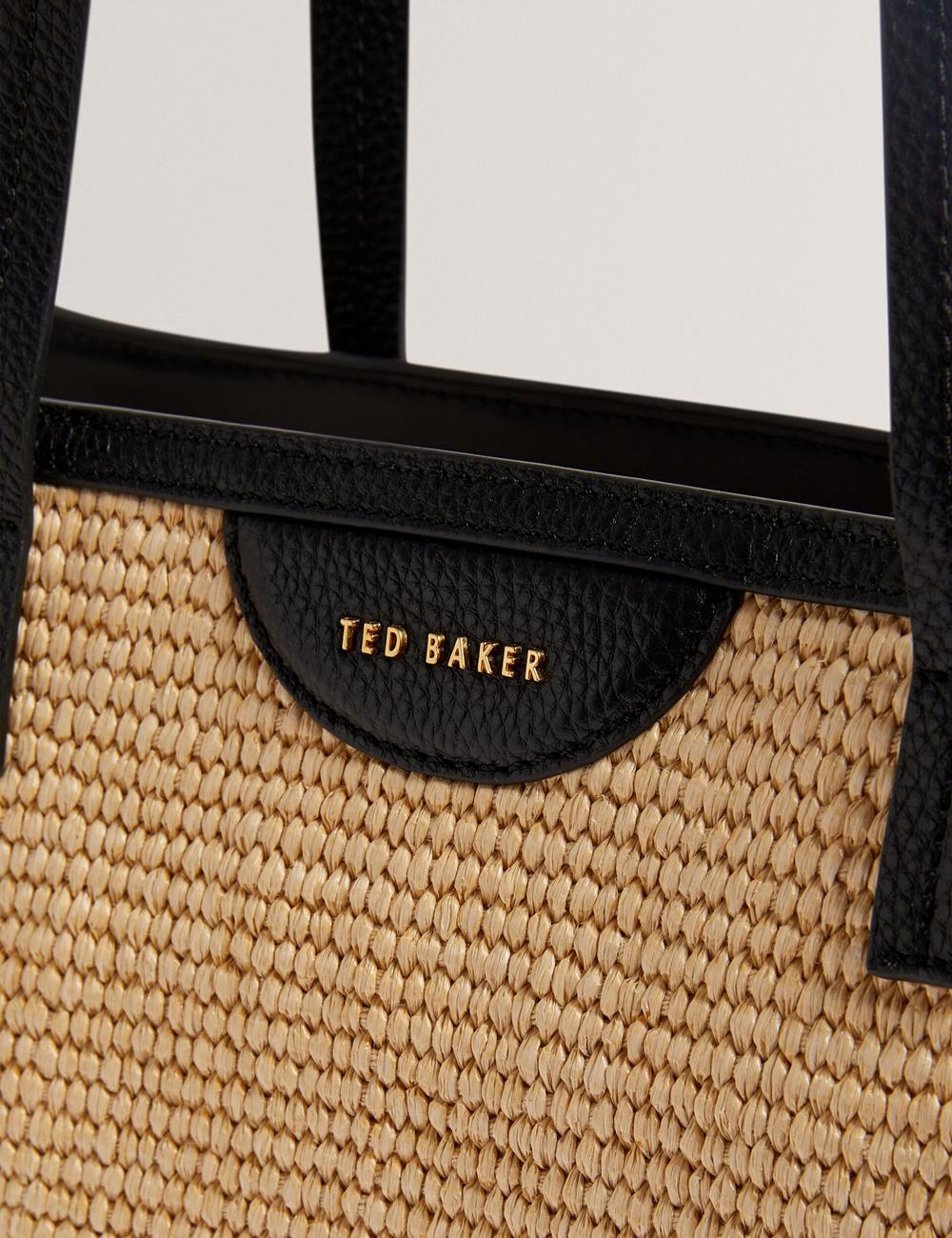 Black Ted Baker BARNI - Faux Raffia Leather Trim Large Shopper Women Shopper Bags | Canada  DZU-279053