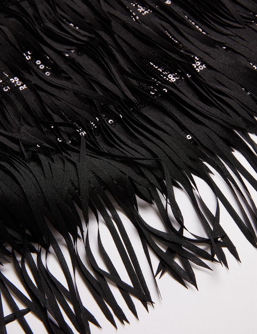 Black Ted Baker BARTIN - Fringed Sequin Halter Strap Women Mini Dresses | Canada  XGM-842963