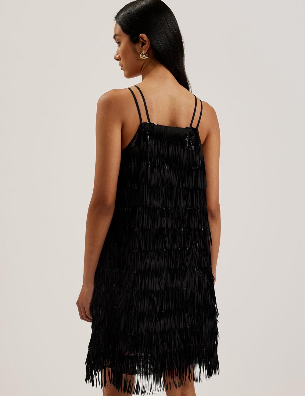 Black Ted Baker BARTIN - Fringed Sequin Halter Strap Women Mini Dresses | Canada  XGM-842963