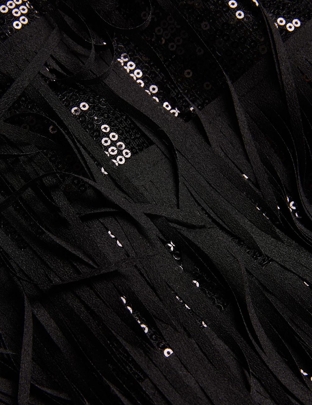 Black Ted Baker BARTIN - Fringed Sequin Halter Strap Women Mini Dresses | Canada  XGM-842963