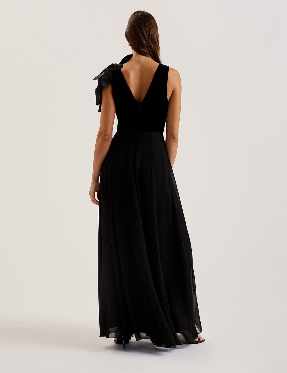 Black Ted Baker BEIRA - Corsage Plunge Neck Sleeveless Women Maxi Dresses | Canada  JPV-362457