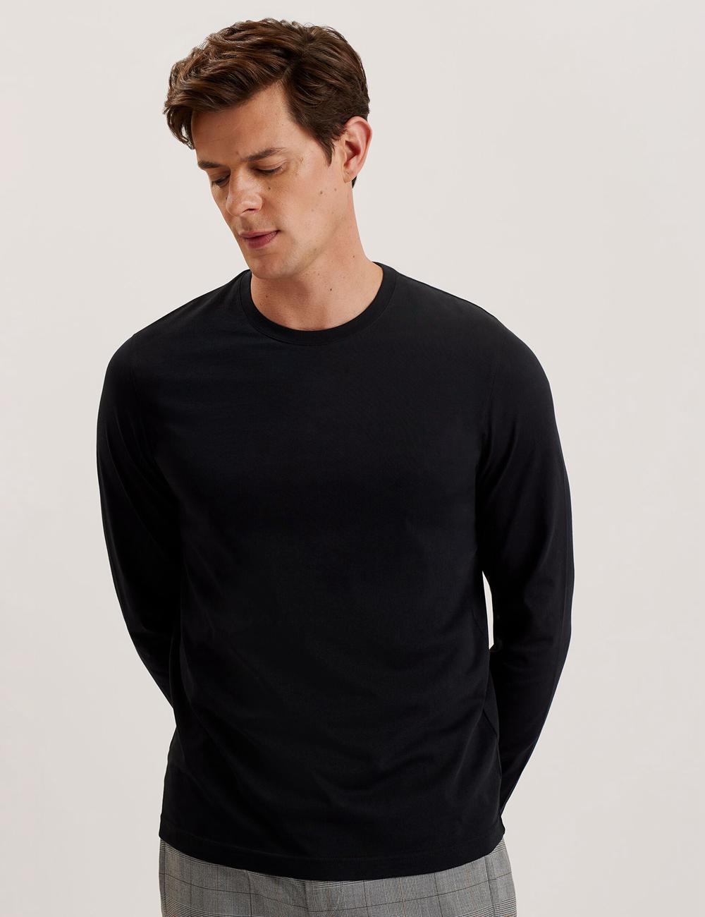 Black Ted Baker BEXLI - Regular Fit Long Sleeve Cotton Men T-Shirts | Canada  PTI-614095