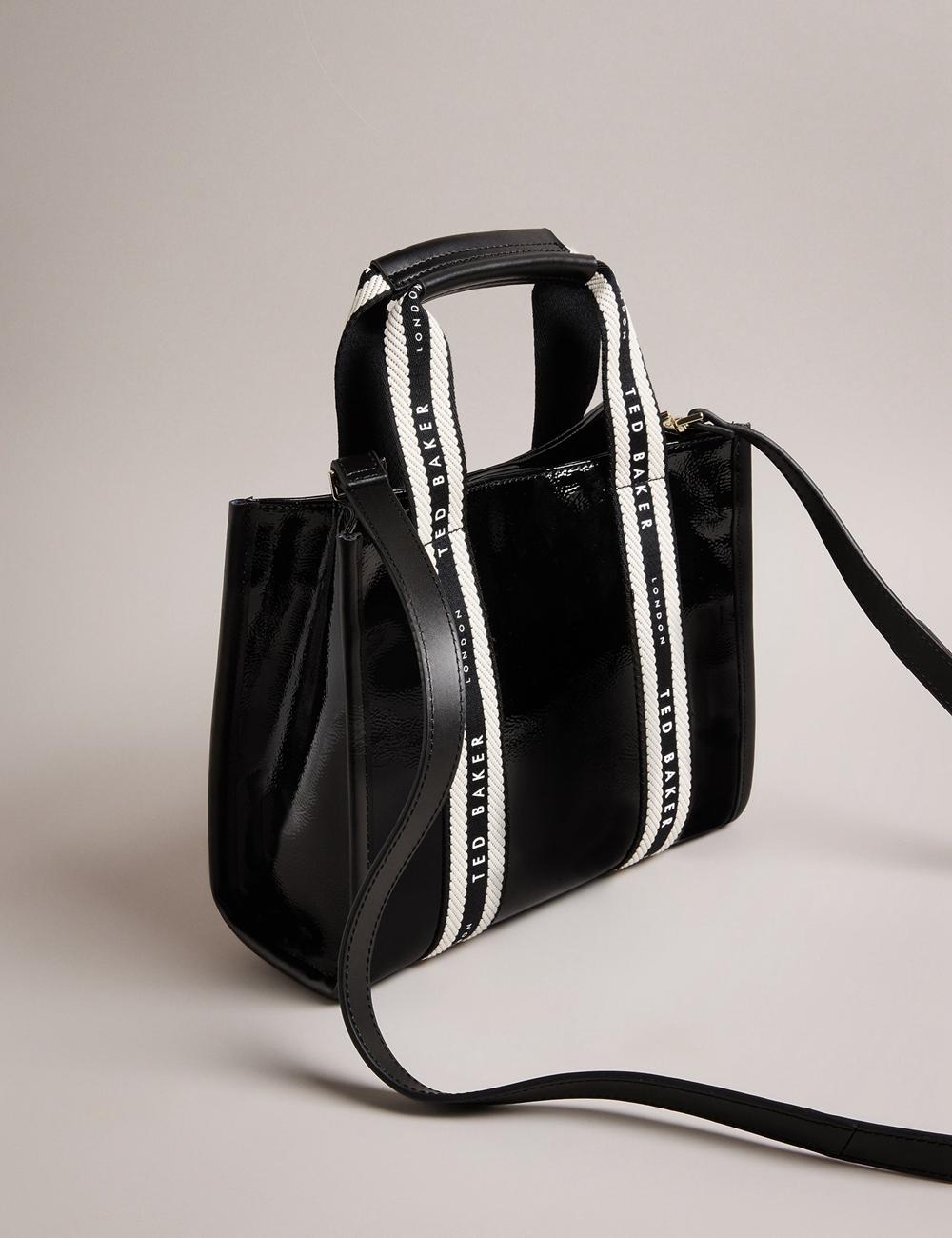Black Ted Baker CELIANE - Branded Webbing Patent Small Women Tote Bags | Canada  BVU-815429