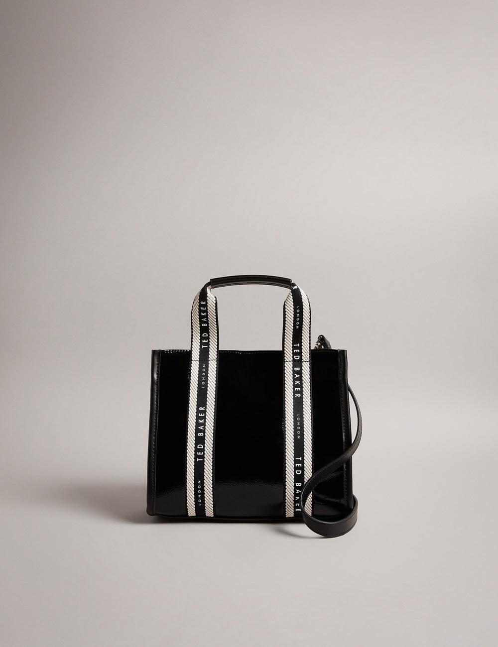 Black Ted Baker CELIANE - Branded Webbing Patent Small Women Tote Bags | Canada  BVU-815429