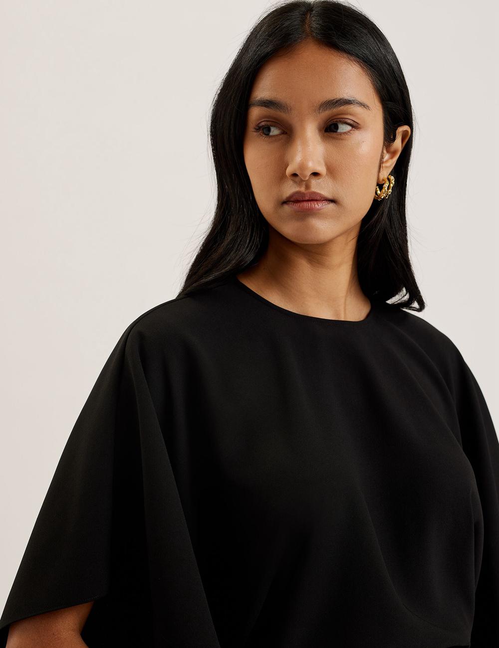 Black Ted Baker CHERIKA - Batwing Short Sleeve Satin Women Blouses | Canada  ZCI-261745