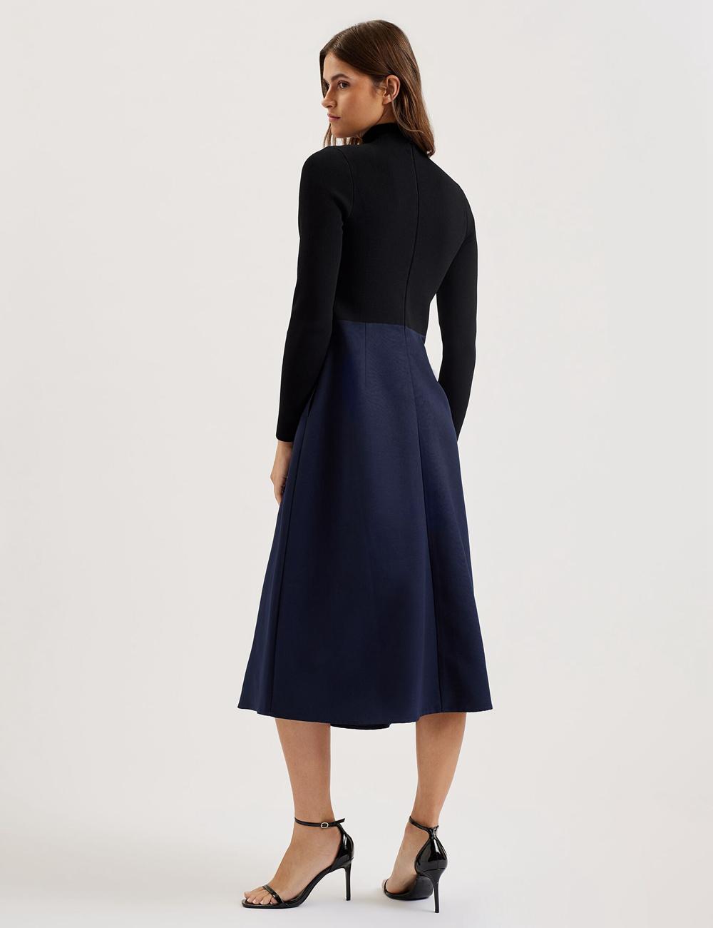 Black Ted Baker CHIRA - Knit Bodice With Wrap Skirt Women Midi Dresses | Canada  HCU-837592