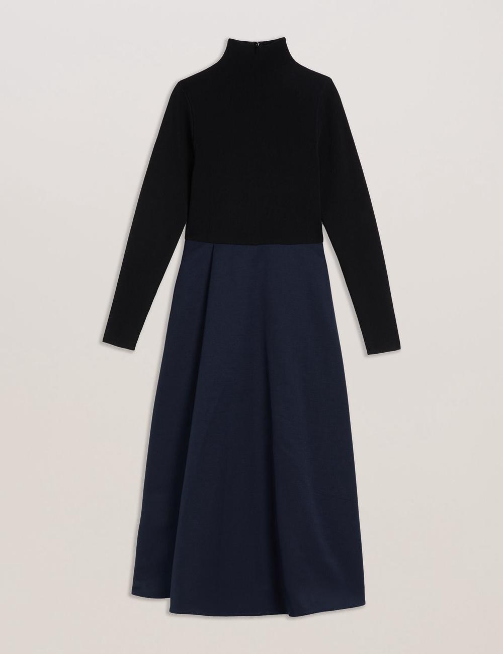 Black Ted Baker CHIRA - Knit Bodice With Wrap Skirt Women Midi Dresses | Canada  HCU-837592