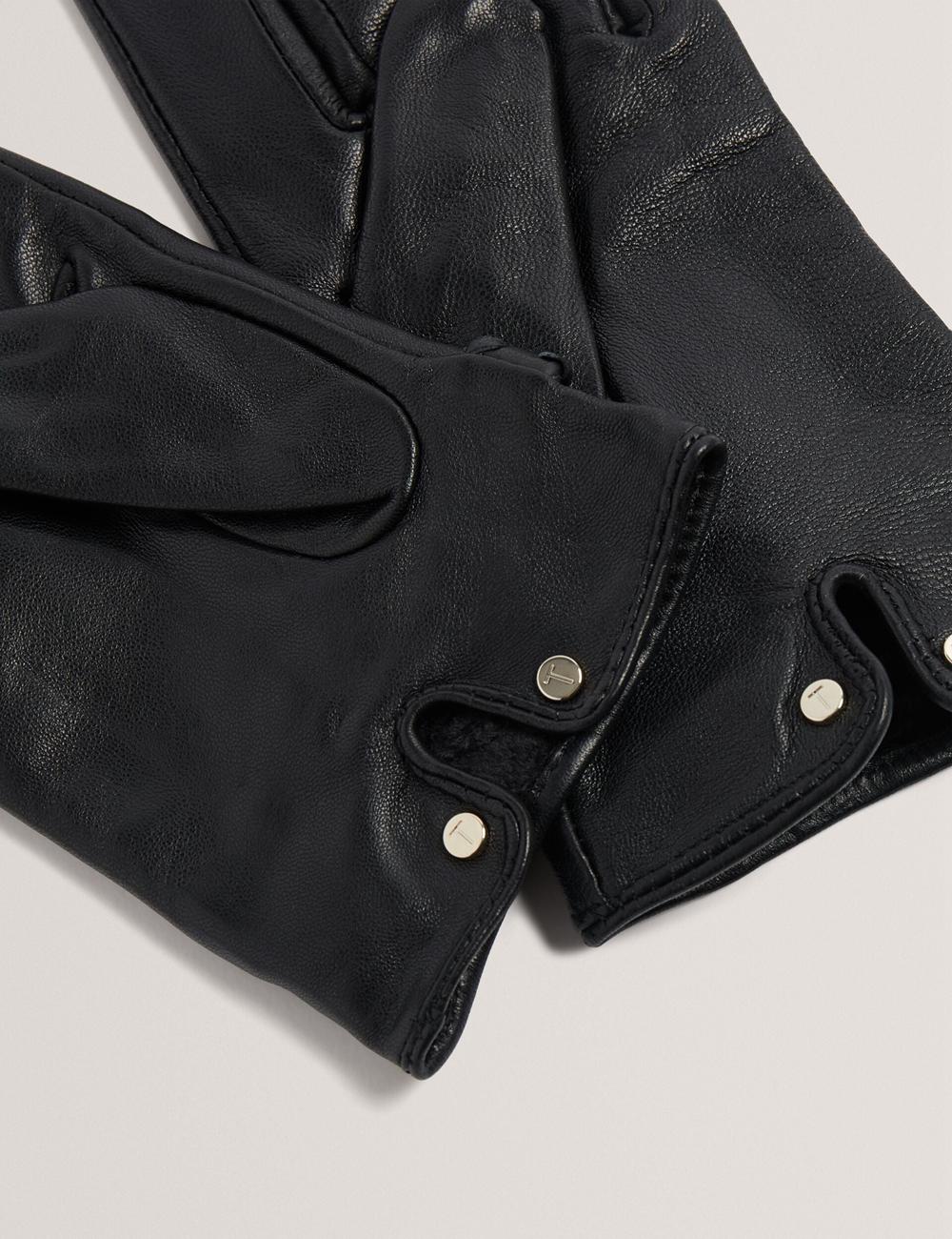 Black Ted Baker CLAIREL - Buckle Cuff Leather Women Gloves | Canada  BTQ-201493
