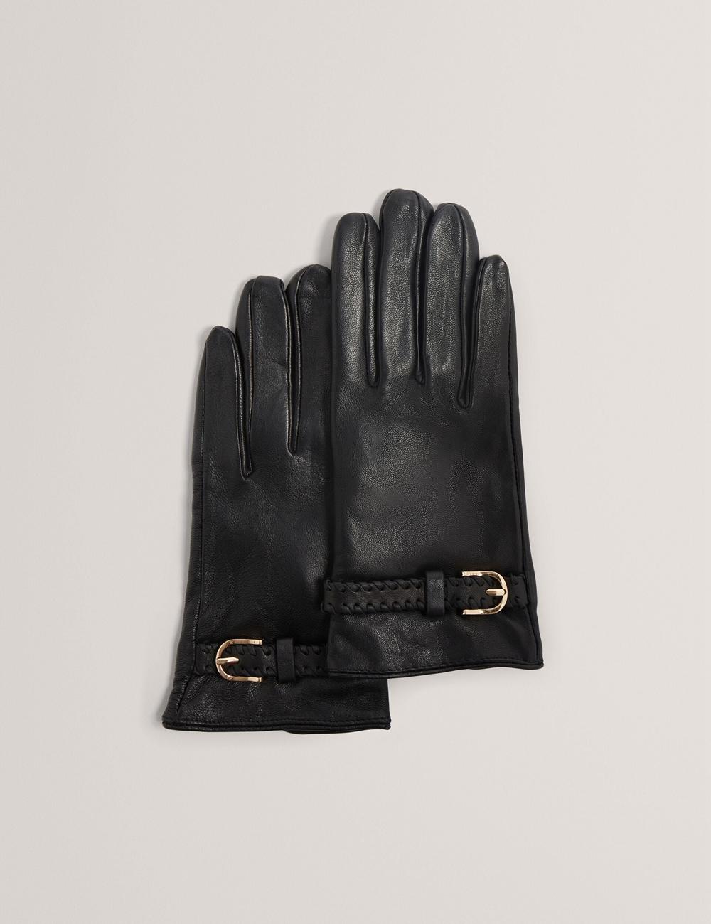Black Ted Baker CLAIREL - Buckle Cuff Leather Women Gloves | Canada  BTQ-201493