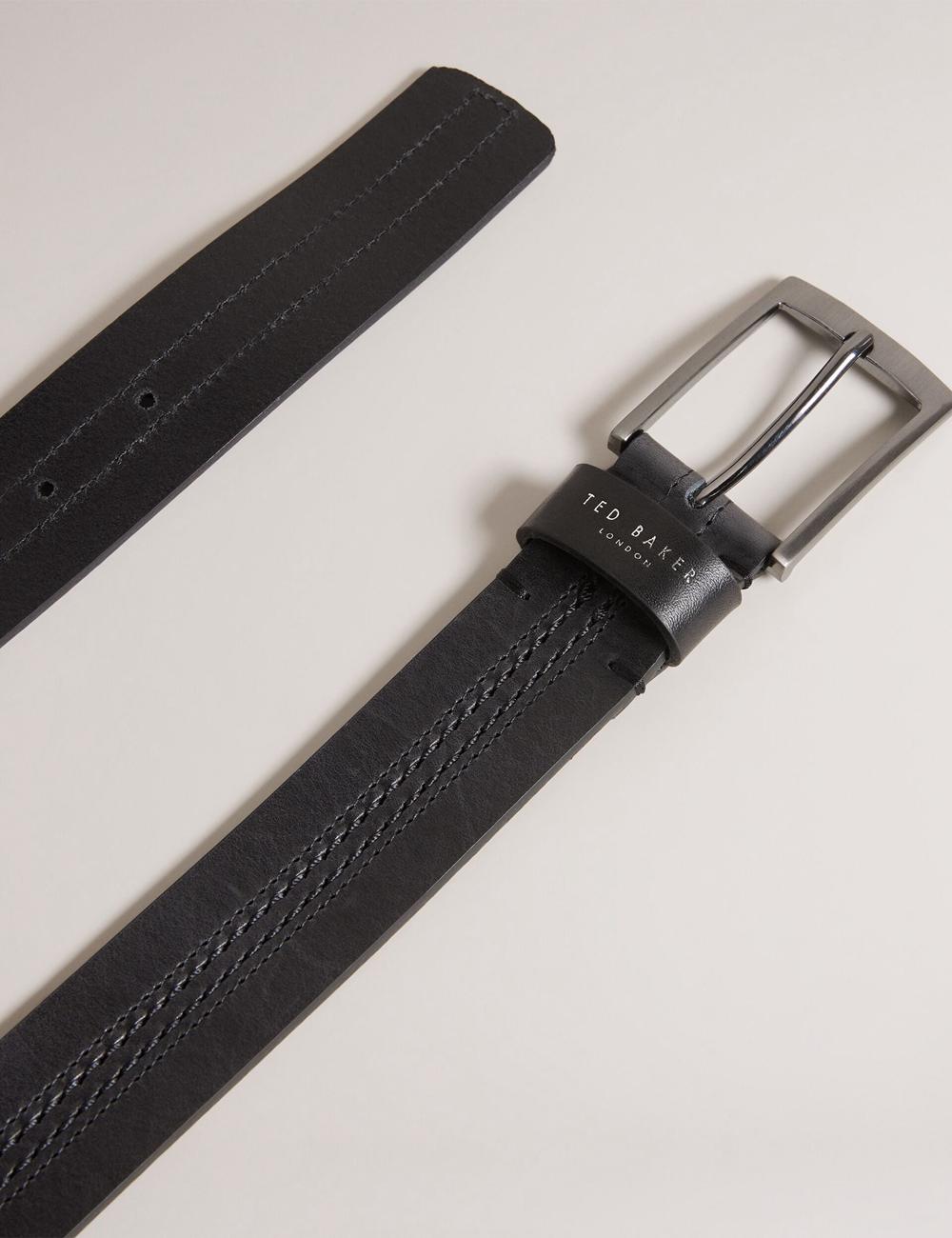 Black Ted Baker CRISIC - Stitch Detail Leather Men Belts | Canada  AIG-625491