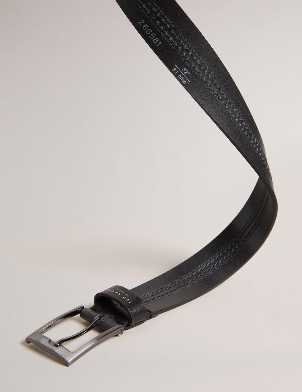 Black Ted Baker CRISIC - Stitch Detail Leather Men Belts | Canada  AIG-625491