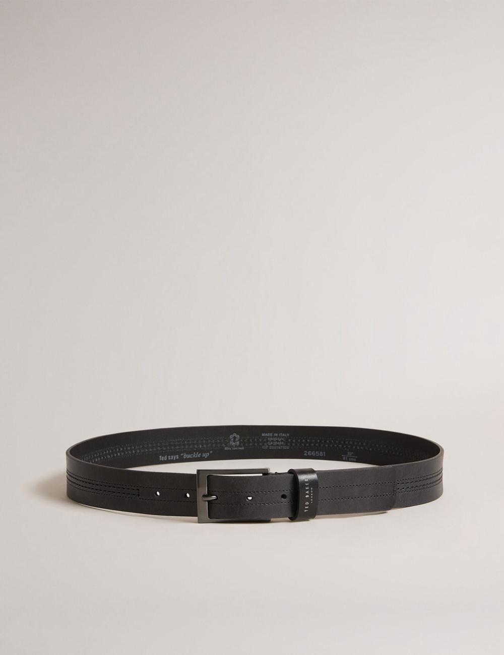 Black Ted Baker CRISIC - Stitch Detail Leather Men Belts | Canada  AIG-625491