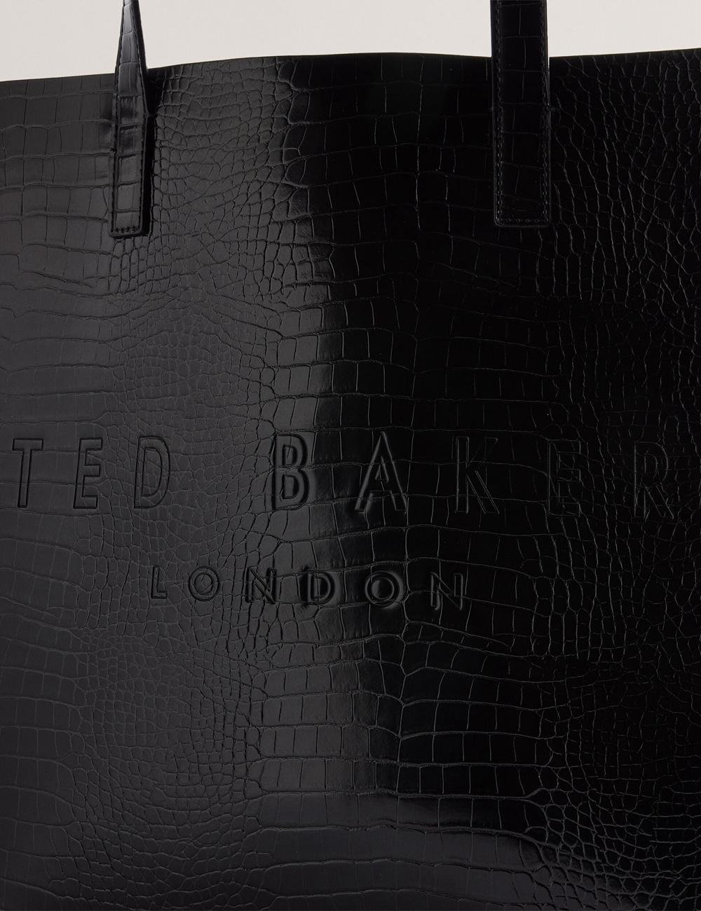 Black Ted Baker CROCCON - Large Croc Texture Icon Women Tote Bags | Canada  LBH-583749