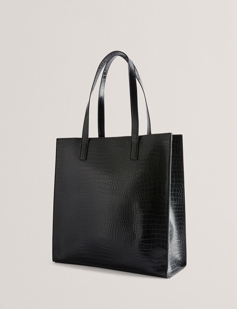 Black Ted Baker CROCCON - Large Croc Texture Icon Women Tote Bags | Canada  LBH-583749