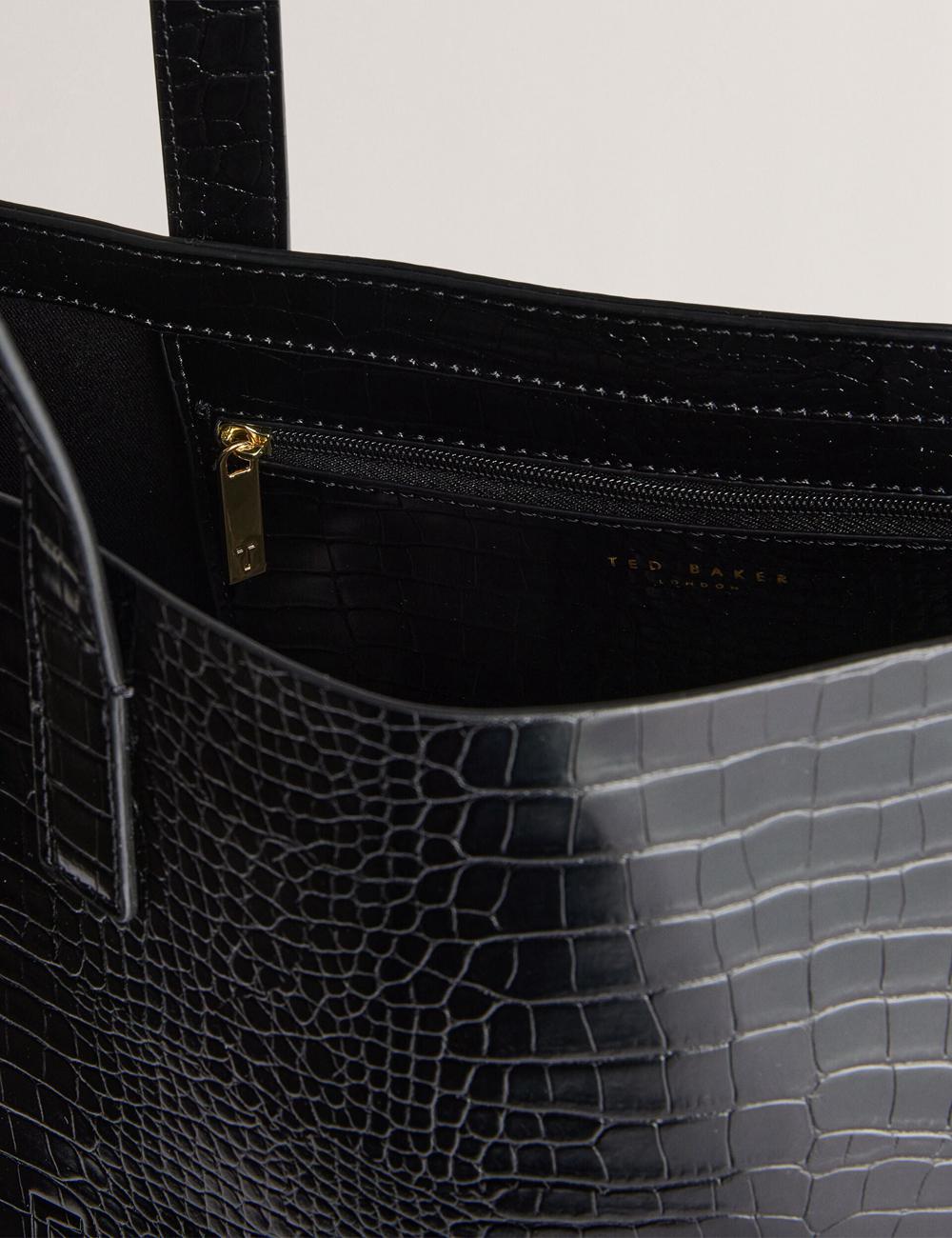 Black Ted Baker CROCCON - Large Croc Texture Icon Women Tote Bags | Canada  LBH-583749