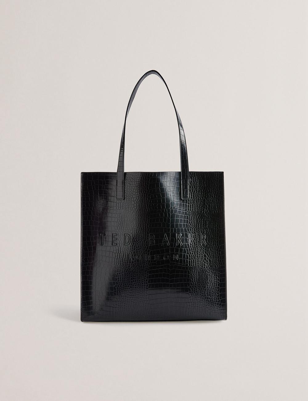 Black Ted Baker CROCCON - Large Croc Texture Icon Women Tote Bags | Canada  LBH-583749