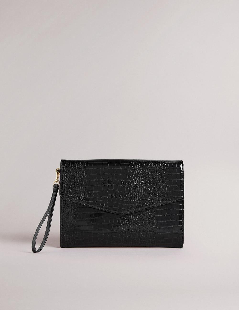 Black Ted Baker CROCEY - Croc Effect PU Envelope Clutch Women Clutch Bags | Canada  EYG-045738