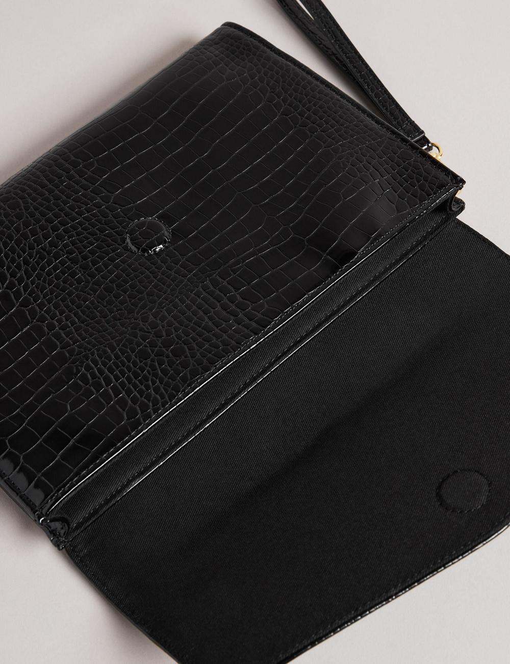 Black Ted Baker CROCEY - Croc Effect PU Envelope Clutch Women Clutch Bags | Canada  EYG-045738