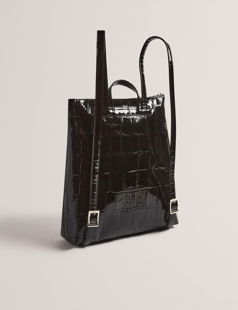 Black Ted Baker CROCLEE - Croc Effect Faux Leather Backpack Women Backpacks | Canada  UTC-548712