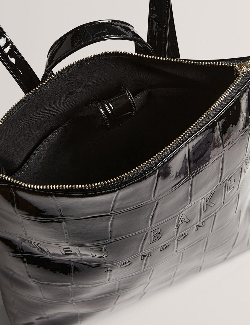 Black Ted Baker CROCLEE - Croc Effect Faux Leather Backpack Women Backpacks | Canada  UTC-548712