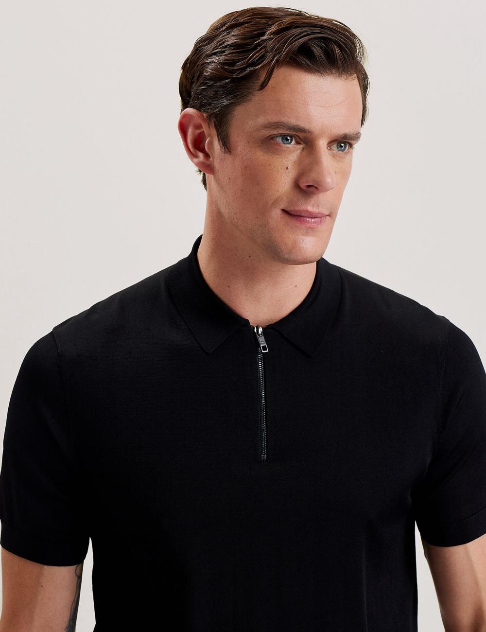 Black Ted Baker DALDIN - Zip Collar Stretch Knit Men Jumpers | Canada  DEW-289016