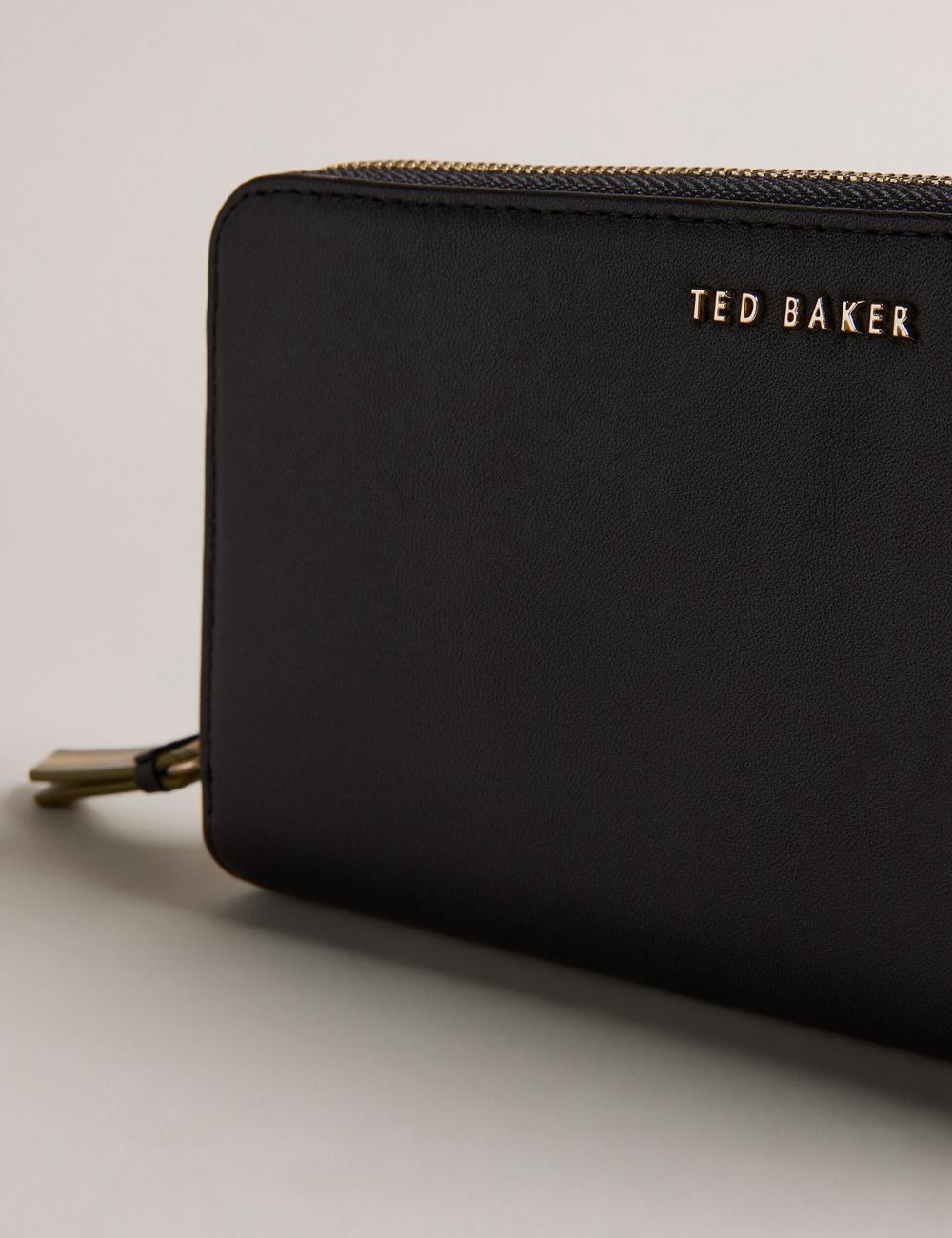 Black Ted Baker DARCIEA - Smooth Leather Zip Around Large Women Purses | Canada  SFY-015386