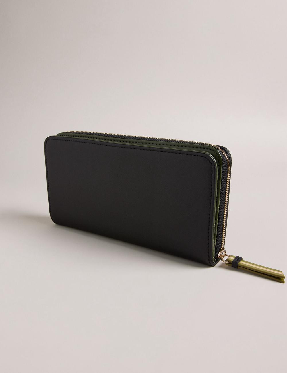 Black Ted Baker DARCIEA - Smooth Leather Zip Around Large Women Purses | Canada  SFY-015386