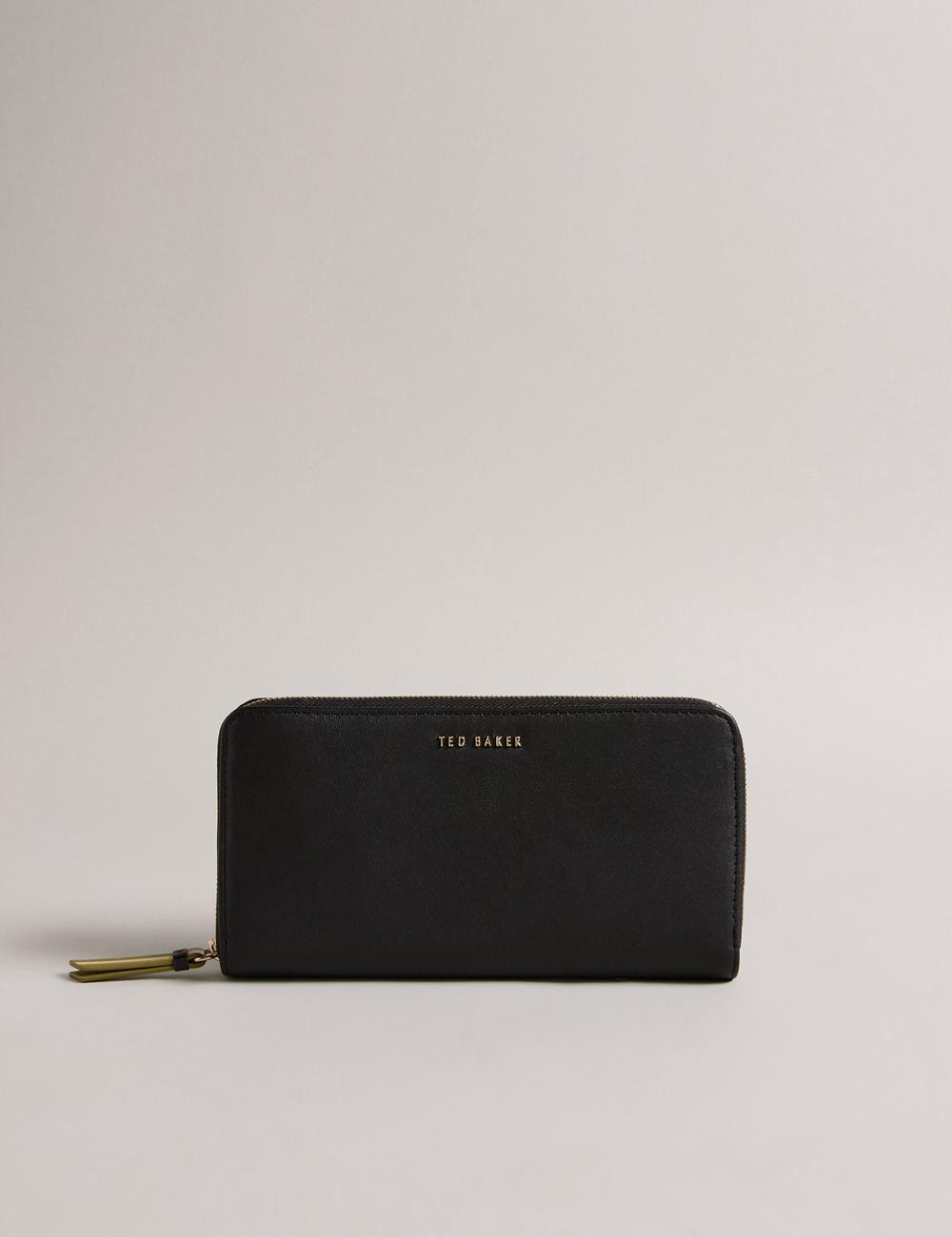 Black Ted Baker DARCIEA - Smooth Leather Zip Around Large Women Purses | Canada  SFY-015386