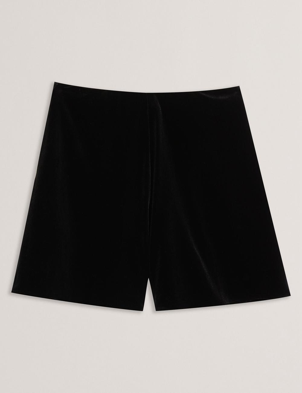 Black Ted Baker DURVLA - Velvet High Waisted Wide Leg Women Shorts | Canada  QPX-895120
