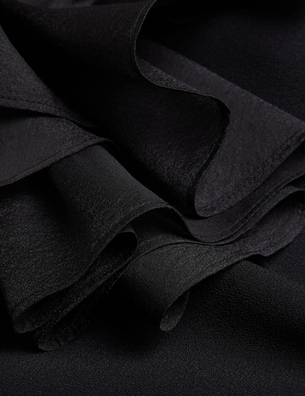 Black Ted Baker ELQUI - Oversized Ruffle Trim V-Neck Women Mini Dresses | Canada  YQP-016834
