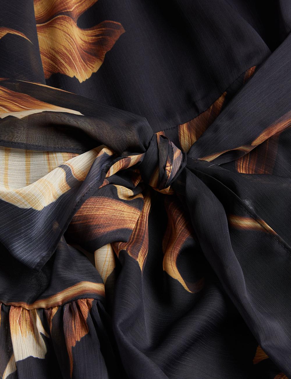 Black Ted Baker ELSTER - Printed Chiffon With Waist Women Mini Dresses | Canada  ZUR-416985