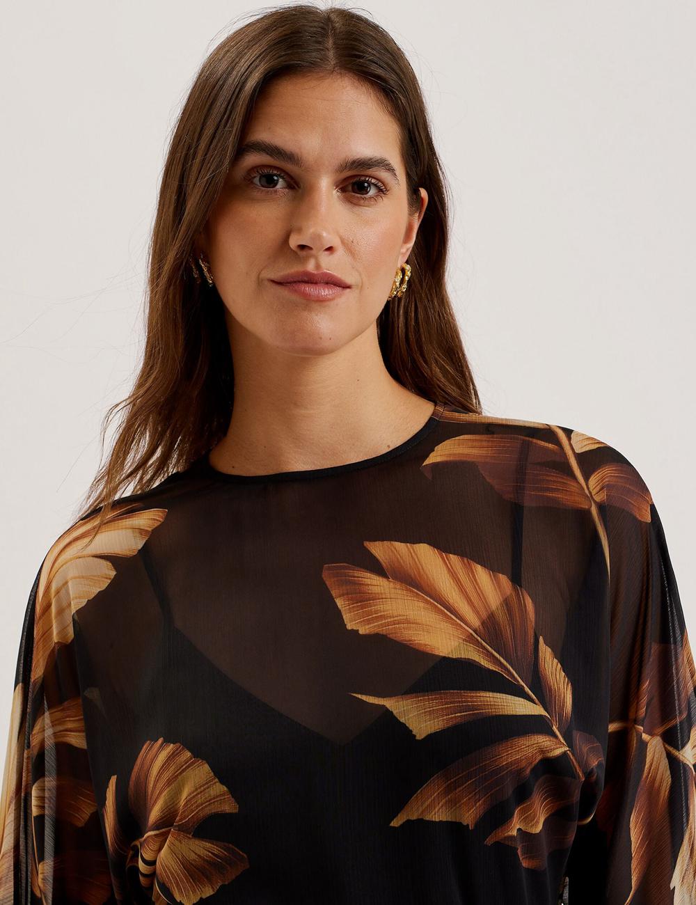 Black Ted Baker ELSTER - Printed Chiffon With Waist Women Mini Dresses | Canada  ZUR-416985