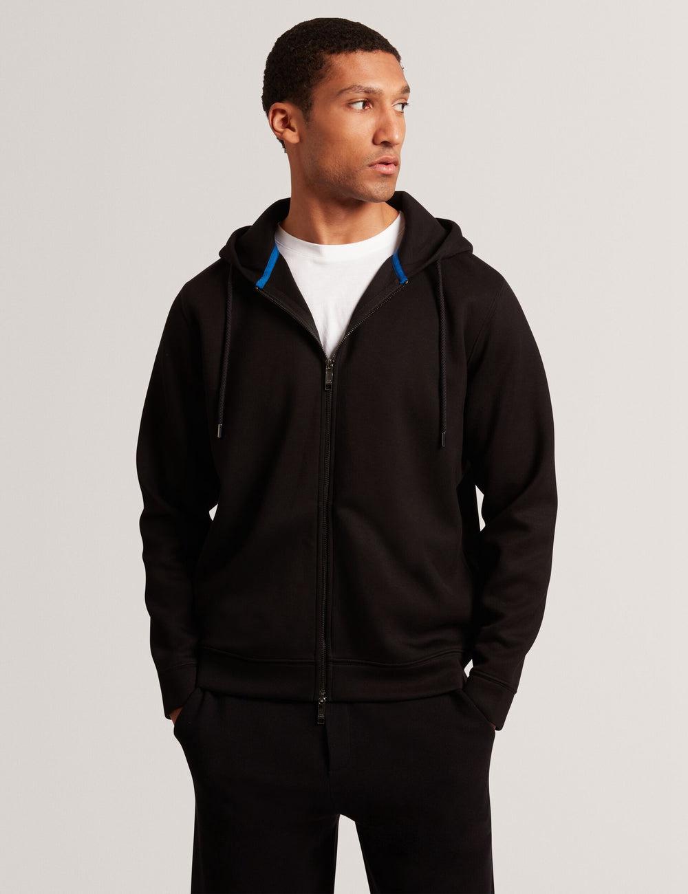 Black Ted Baker EPIO - Zip Through Neoprene Men Hoodies | Canada  VTD-317462