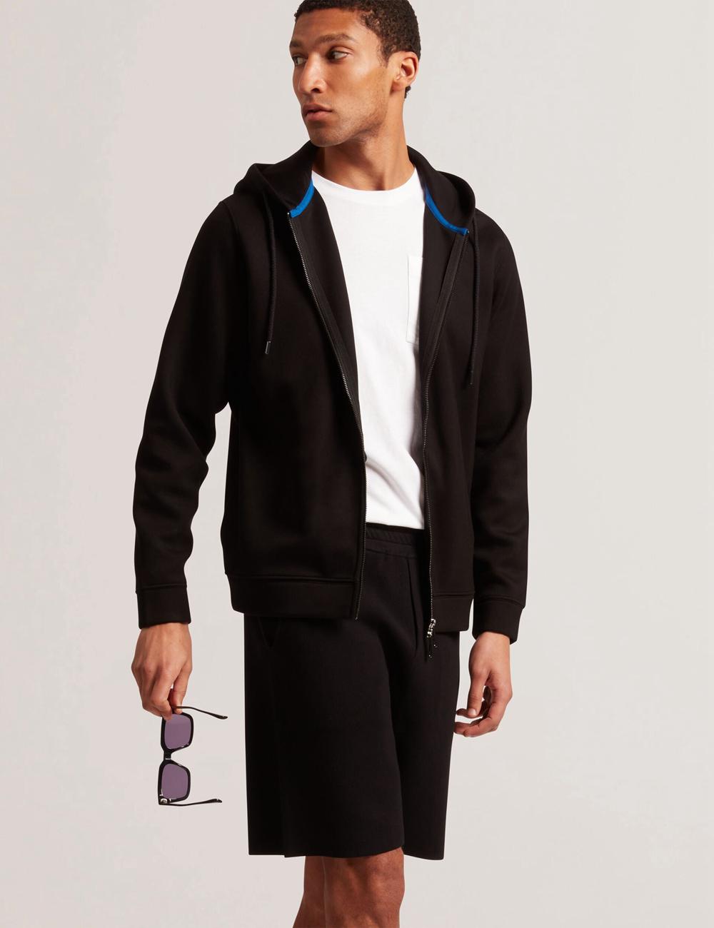 Black Ted Baker EPIO - Zip Through Neoprene Men Hoodies | Canada  VTD-317462