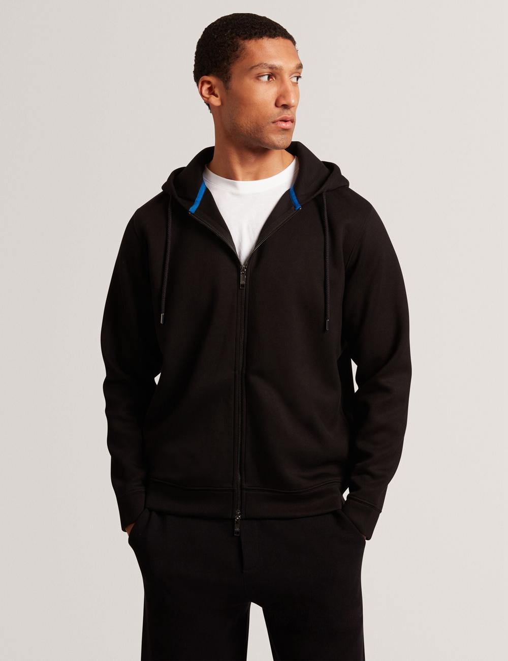 Black Ted Baker EPIO - Zip Through Neoprene Men Hoodies | Canada  VTD-317462