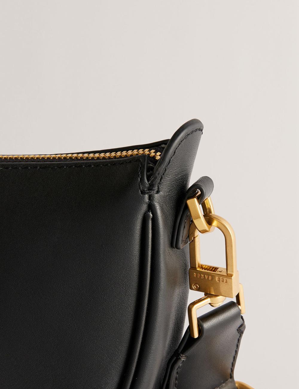Black Ted Baker ESSINA - Webbing Half Moon Leather Women Crossbody Bags | Canada  UTL-692084