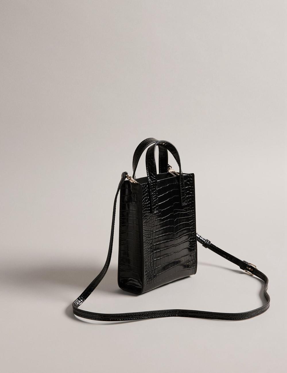 Black Ted Baker GATOCON - Mini Croc Effect Icon Women Tote Bags | Canada  HTA-084925