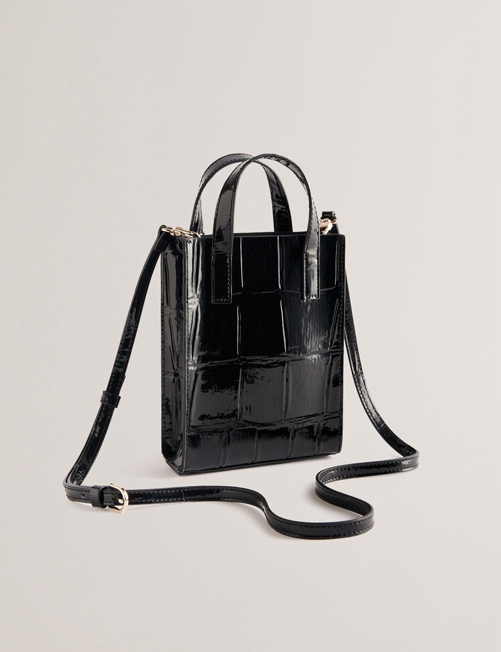 Black Ted Baker GATOCON - Mini Croc Effect Patent Women Tote Bags | Canada  NIT-792803