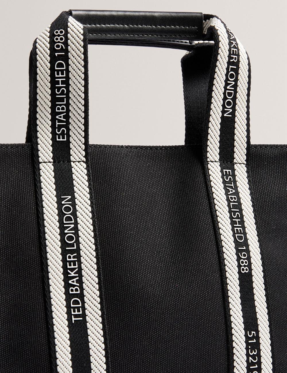 Black Ted Baker GEORJEA - Branded Webbing Canvas Small Women Tote Bags | Canada  IJC-296751