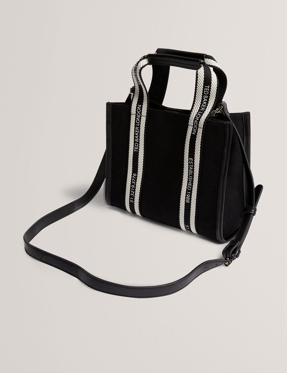 Black Ted Baker GEORJEA - Branded Webbing Canvas Small Women Tote Bags | Canada  IJC-296751